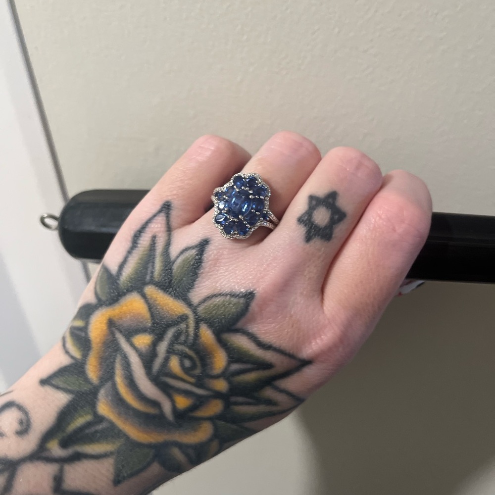 Elegant Blue Gemstone Silver Ring